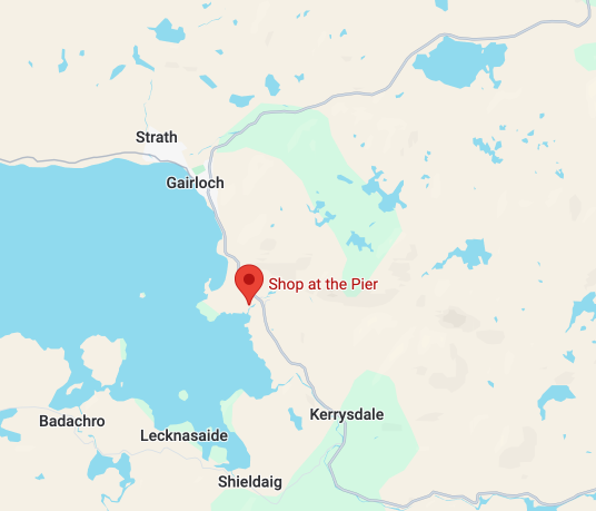 Map showing location of the Shop at the pier, Gairloch